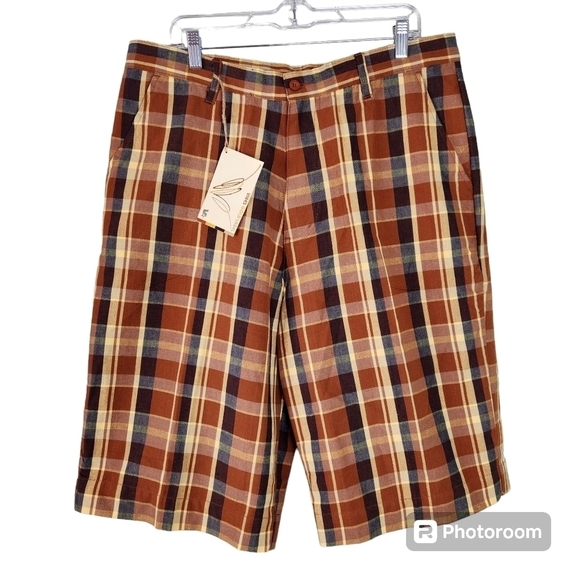 NWT Men's Vibes Gold Label Plaid Shorts, sz 38 - Picture 1 of 9